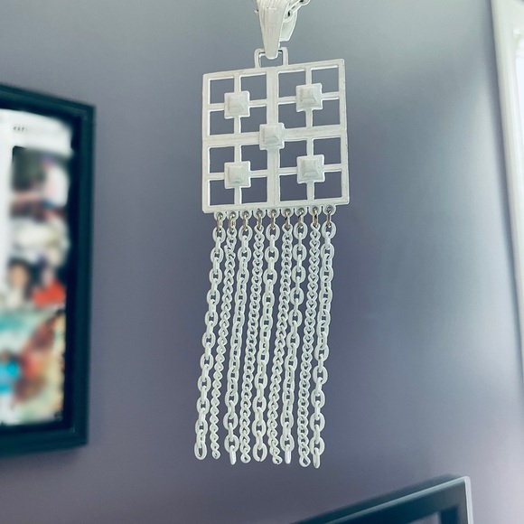 Vintage Midcentury Modern Greek Key Fringe Necklace - Picture 1 of 5